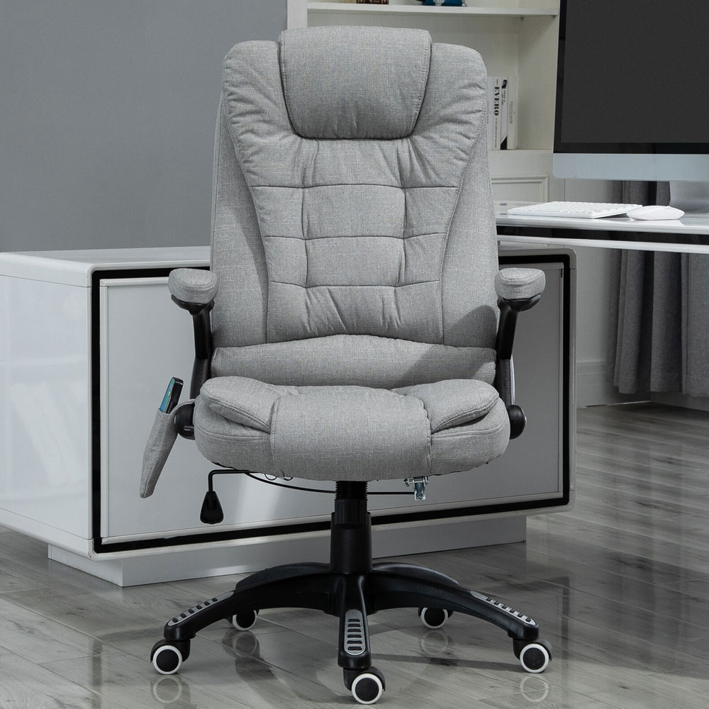 Executive Ergonomic Design Reclining Chair With 6 Massage Points - Light Grey - Aldo & Ehren