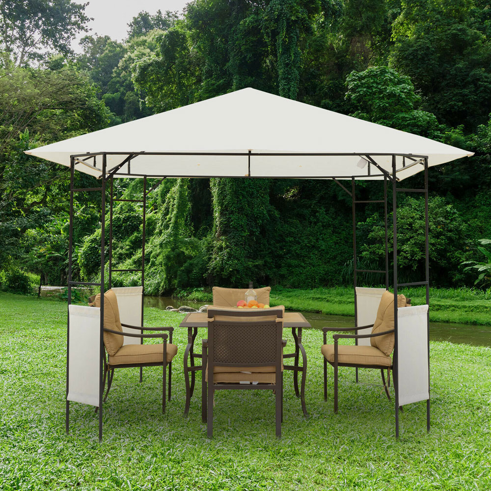 Marquee Steel Frame Gazebo With Water Resistant Canopy Cream Colour - 3Mx3M - Aldo & Ehren