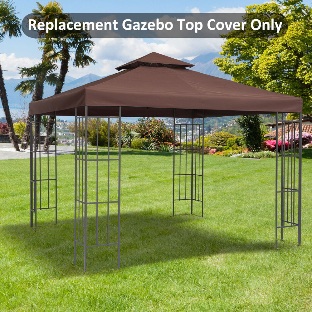2 Tier Gazebo Top Cover Replacement Cover Brown Colour - 3Mx3M - Aldo & Ehren