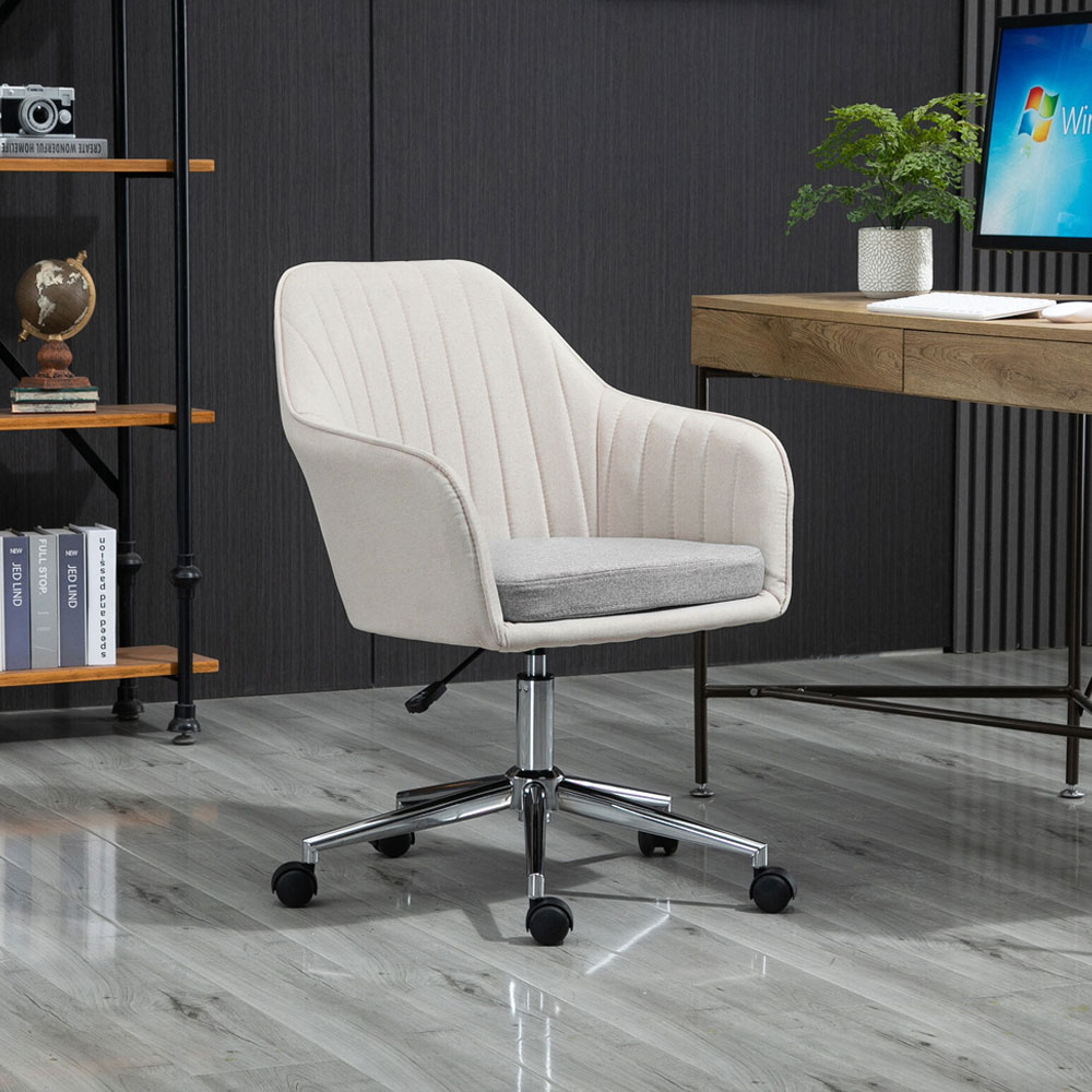 Leisure Linen Swivel Office Chair - Beige - Aldo & Ehren