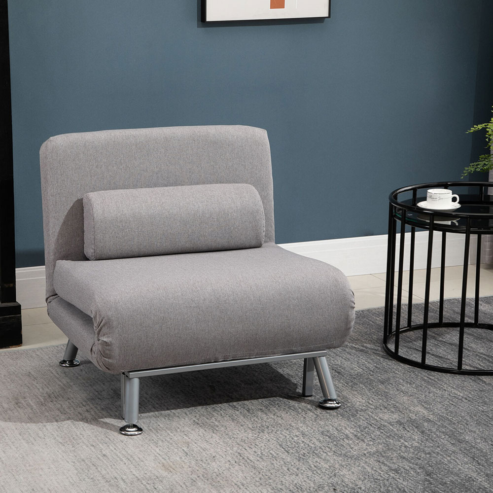 Convertible Folding Sofabed With Pillow - Grey - Aldo & Ehren