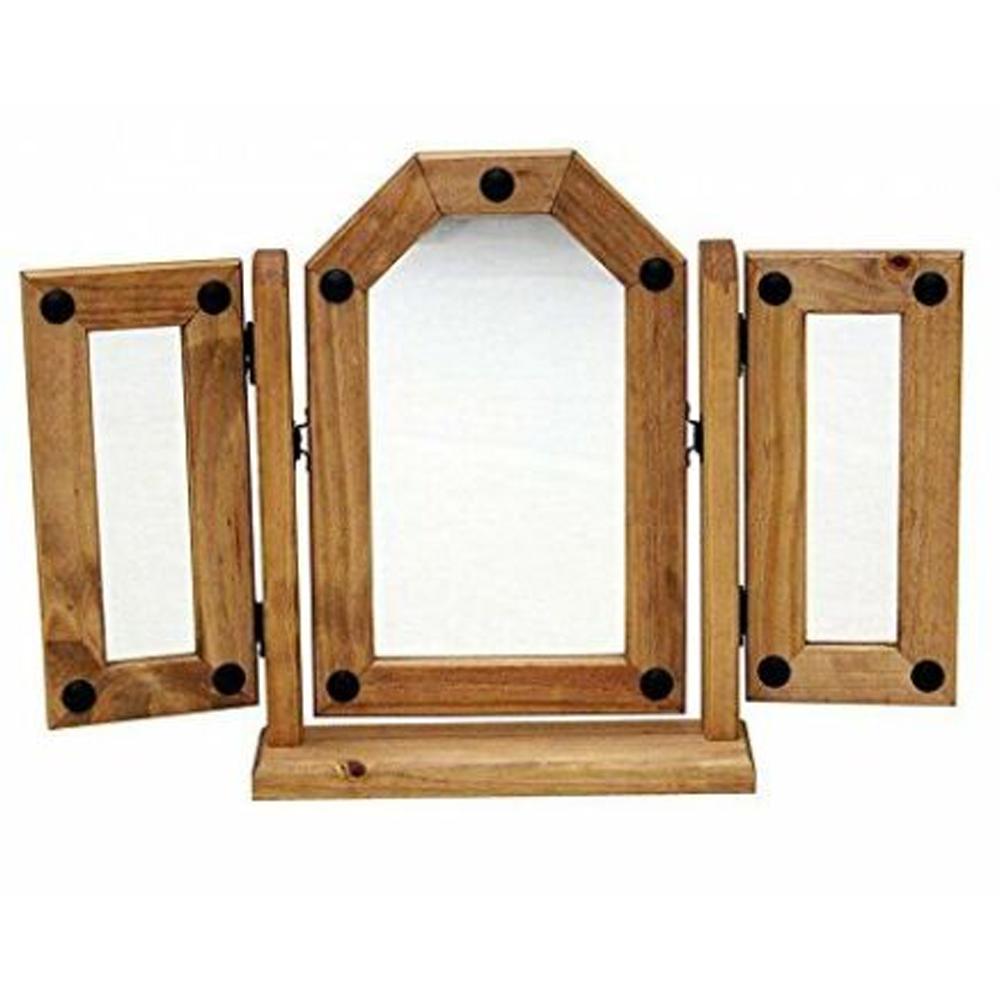 Corona Solid Pine Mirror Triple Dressing Table - Mexican Style - Bedroom & More