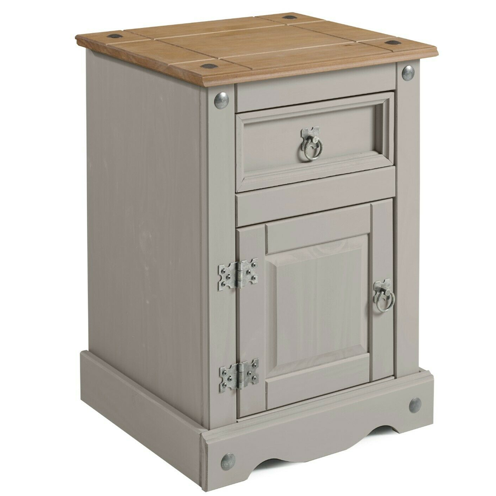 Bedside Table - CORONA Nightstand Grey Wax 45cm - Bedroom & More