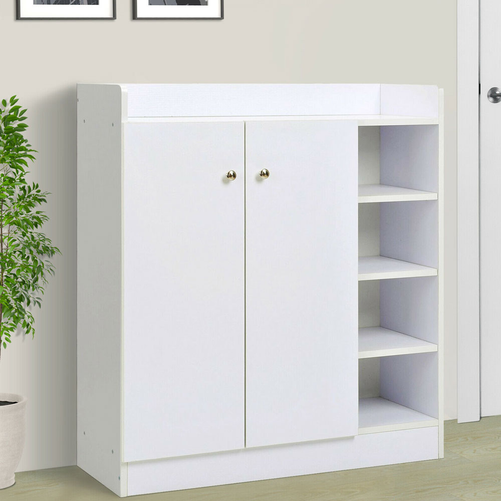 Footwear Storage Cabinet Adjustable Shelves - White - Aldo & Ehren