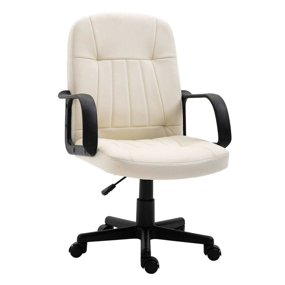 Executive PU Leather Swivel Office Chair - Cream - Aldo & Ehren