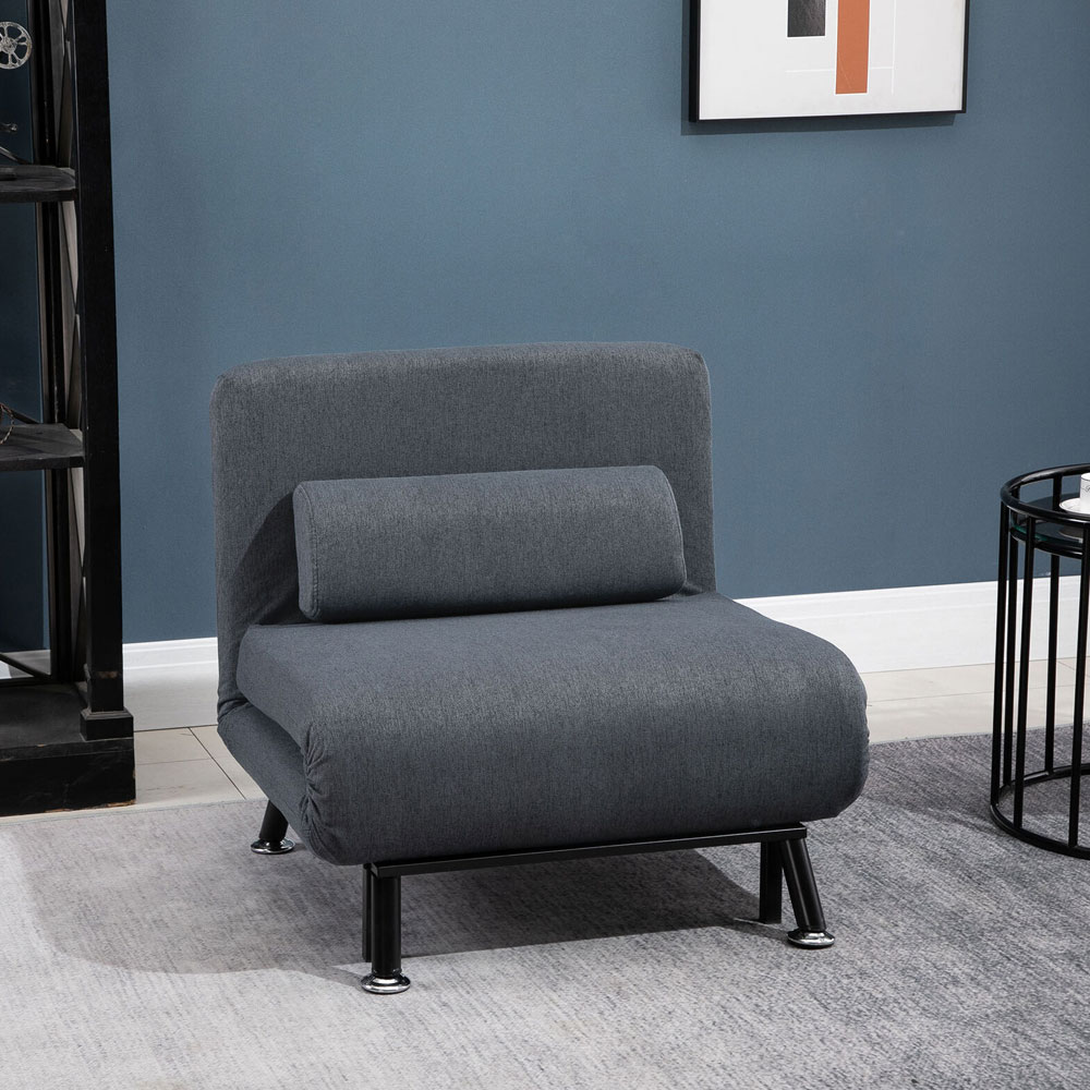 Convertible Folding Sofa Bed With Pillow - Dark Grey - Aldo & Ehren