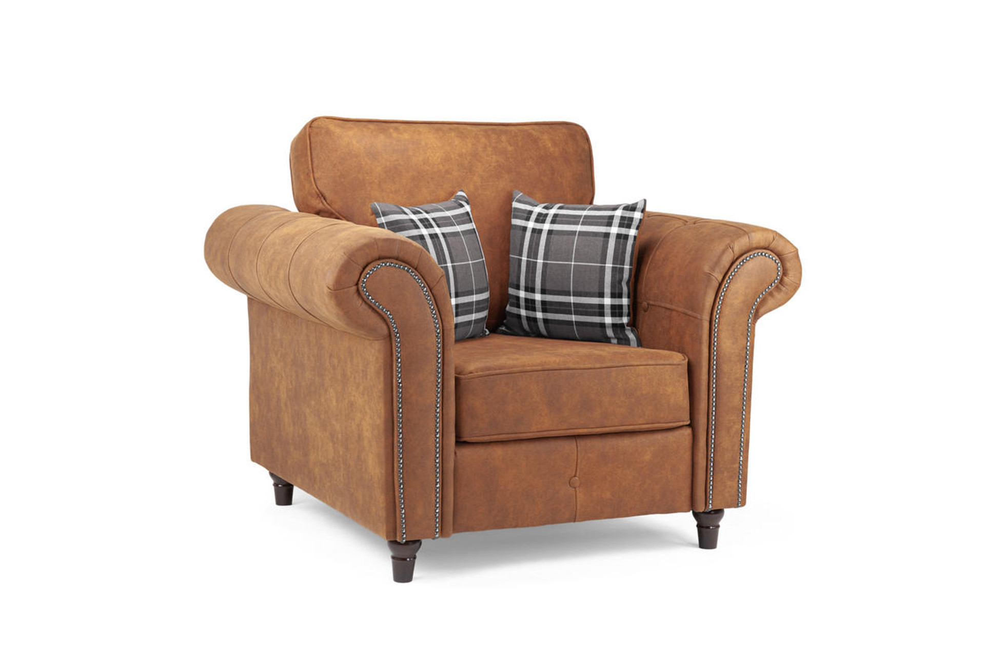Hobson Soft Faux Leather Upholstered Armchair Sofa - Tan - Sofa So Good
