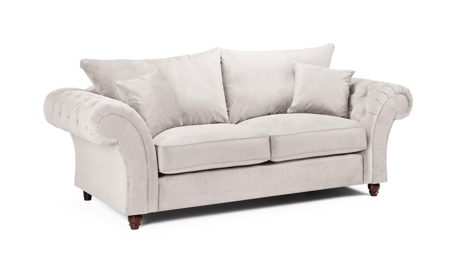Raymond Fullback Round Buttoned Arms 3 Seater Sofa - Stone - Sofa So Good