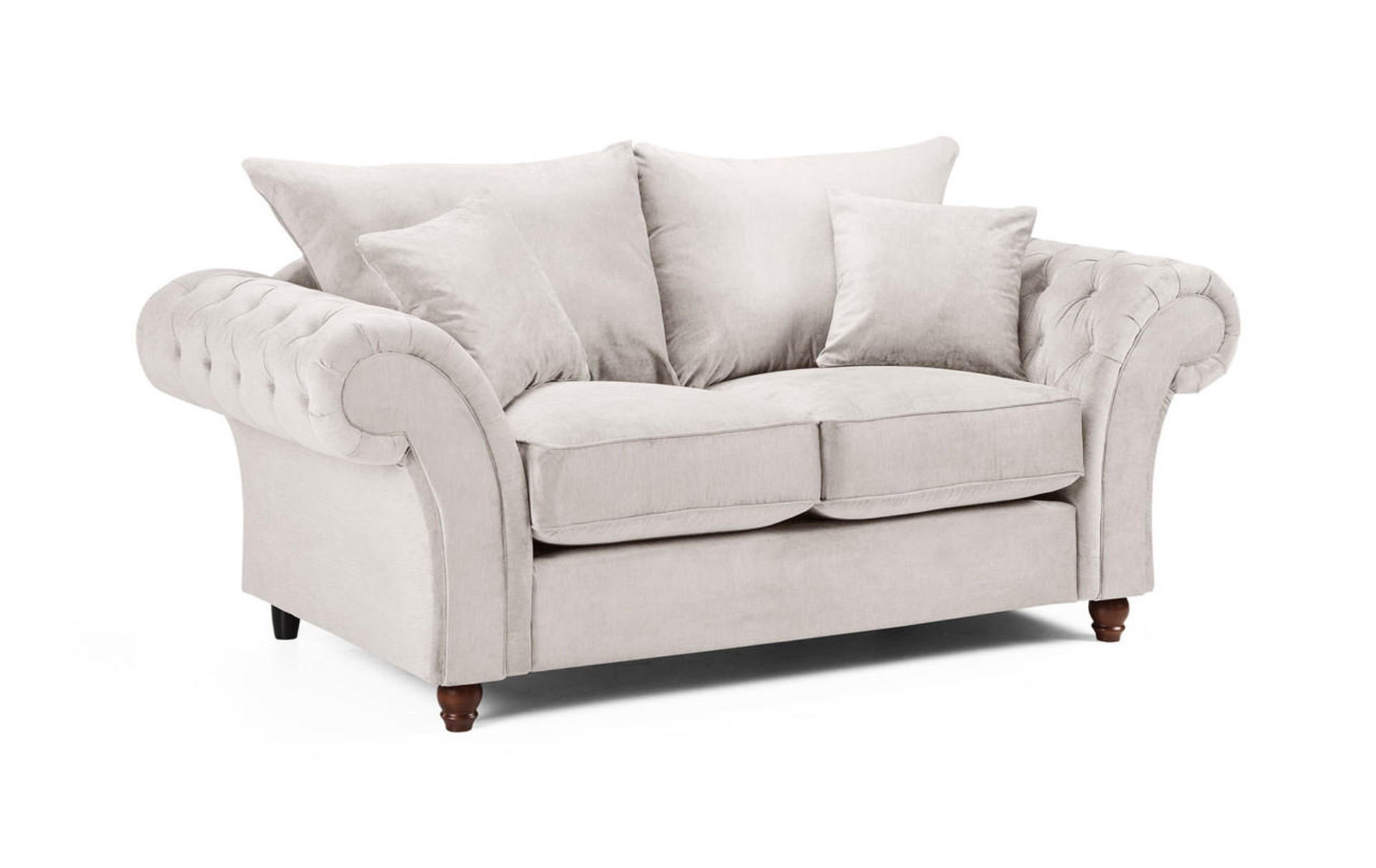 Raymond Fullback Round Buttoned Arms 2 Seater Sofa - Stone - Sofa So Good