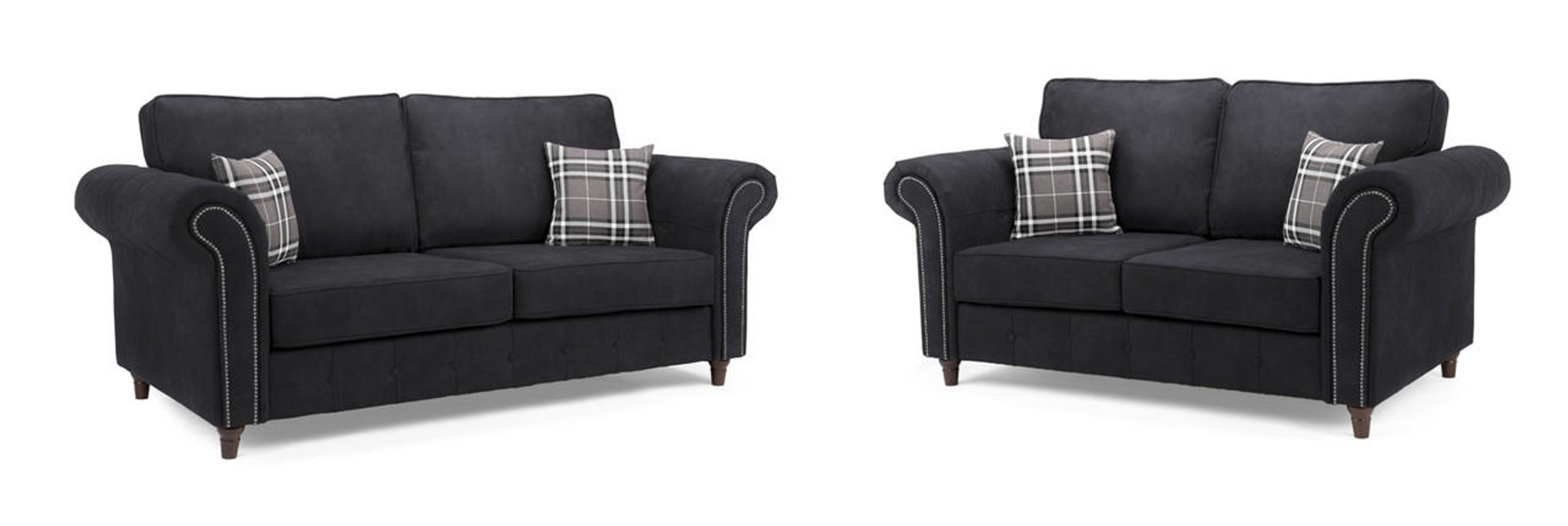 Hobson Soft Faux Leather Upholstered 3 and 2 Sofa Set - Charcol - Sofa So Good