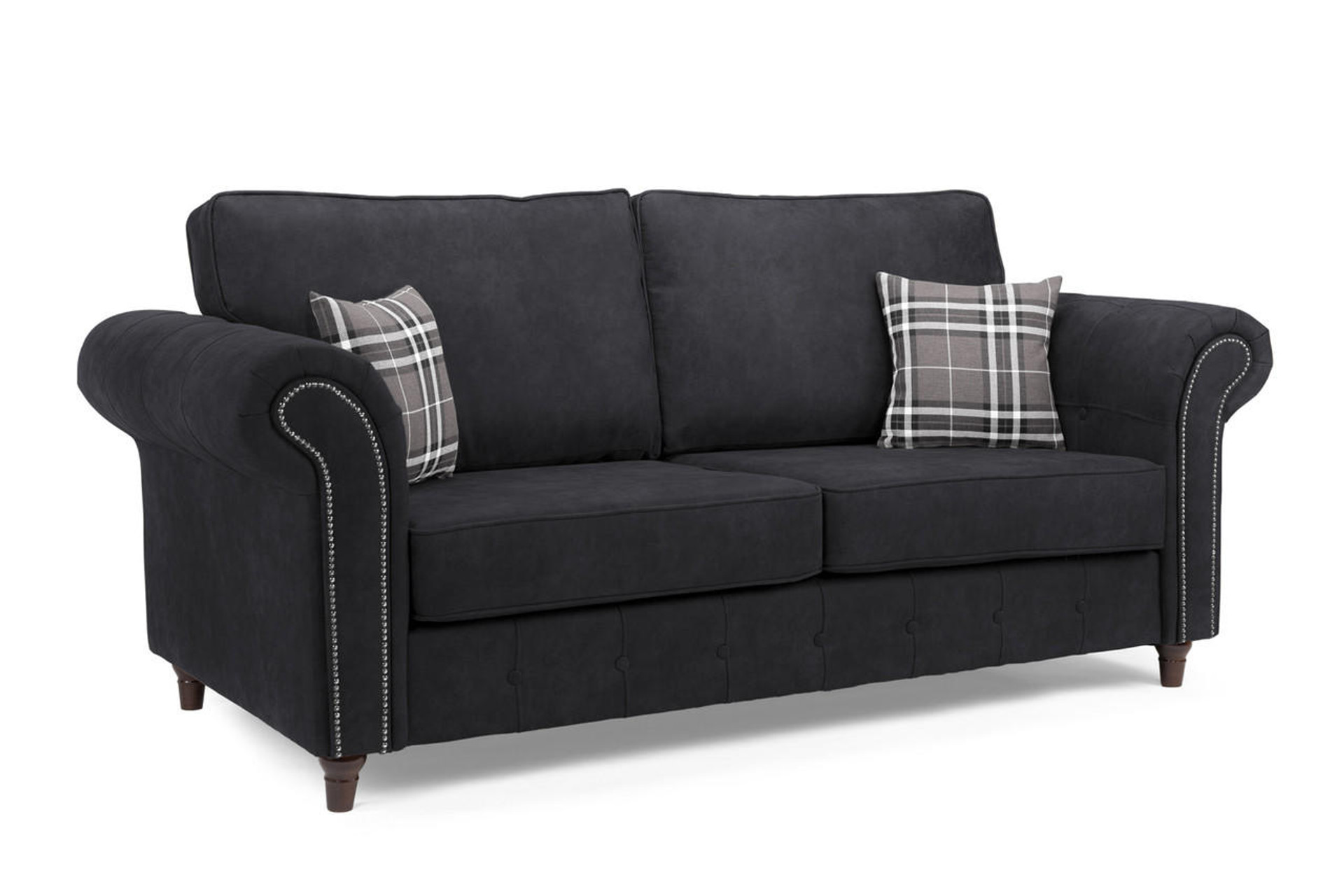 Hobson Soft Faux Leather Upholstered 3 Seater Sofa - Charcoal - Sofa So Good