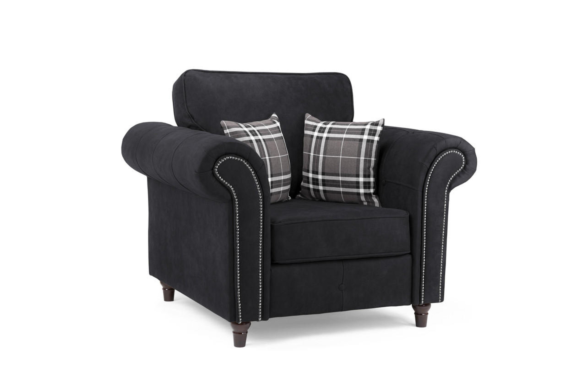 Hobson Soft Faux Leather Upholstered Armchair Sofa - Charcoal - Sofa So Good