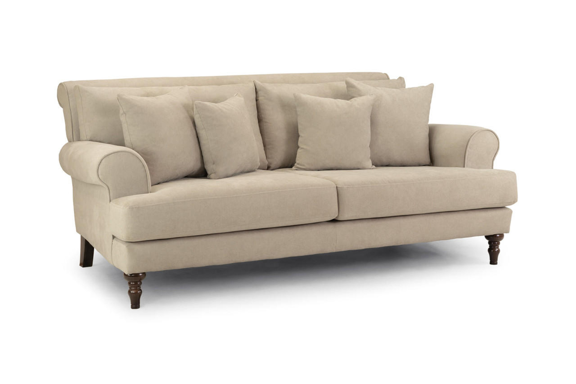 Russell Scrolled Arms 3 Seater Sofa - Beige - Sofa So Good