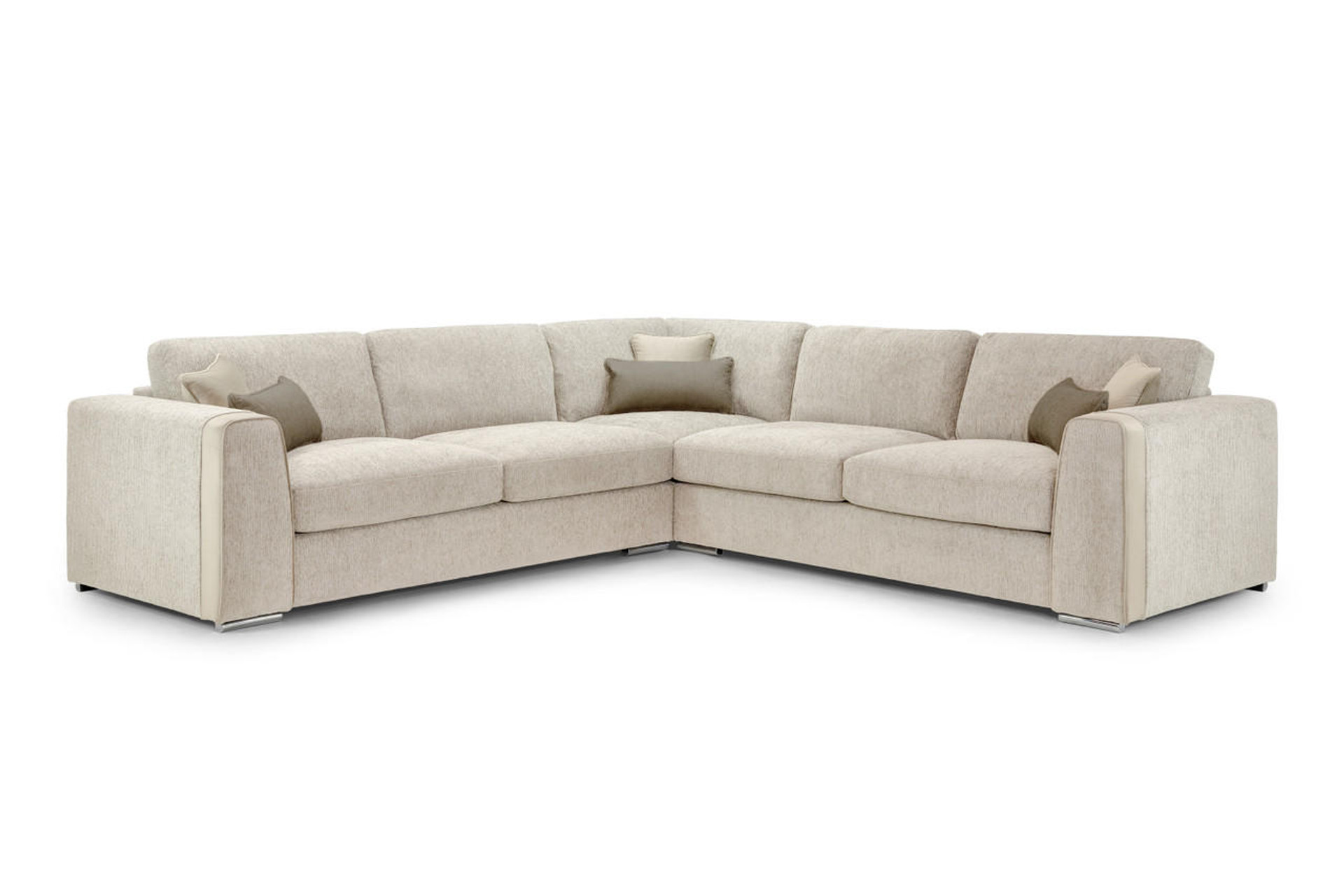 Cantrell Soft Chenille Fabric Large Corner Sofa - Beige - Sofa So Good