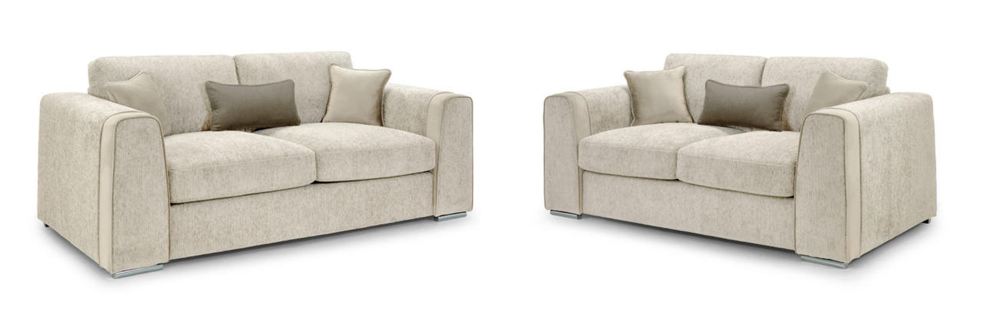 Cantrell Soft Chenille Fabric 3 and 2 Sofa Set Set - Beige - Sofa So Good