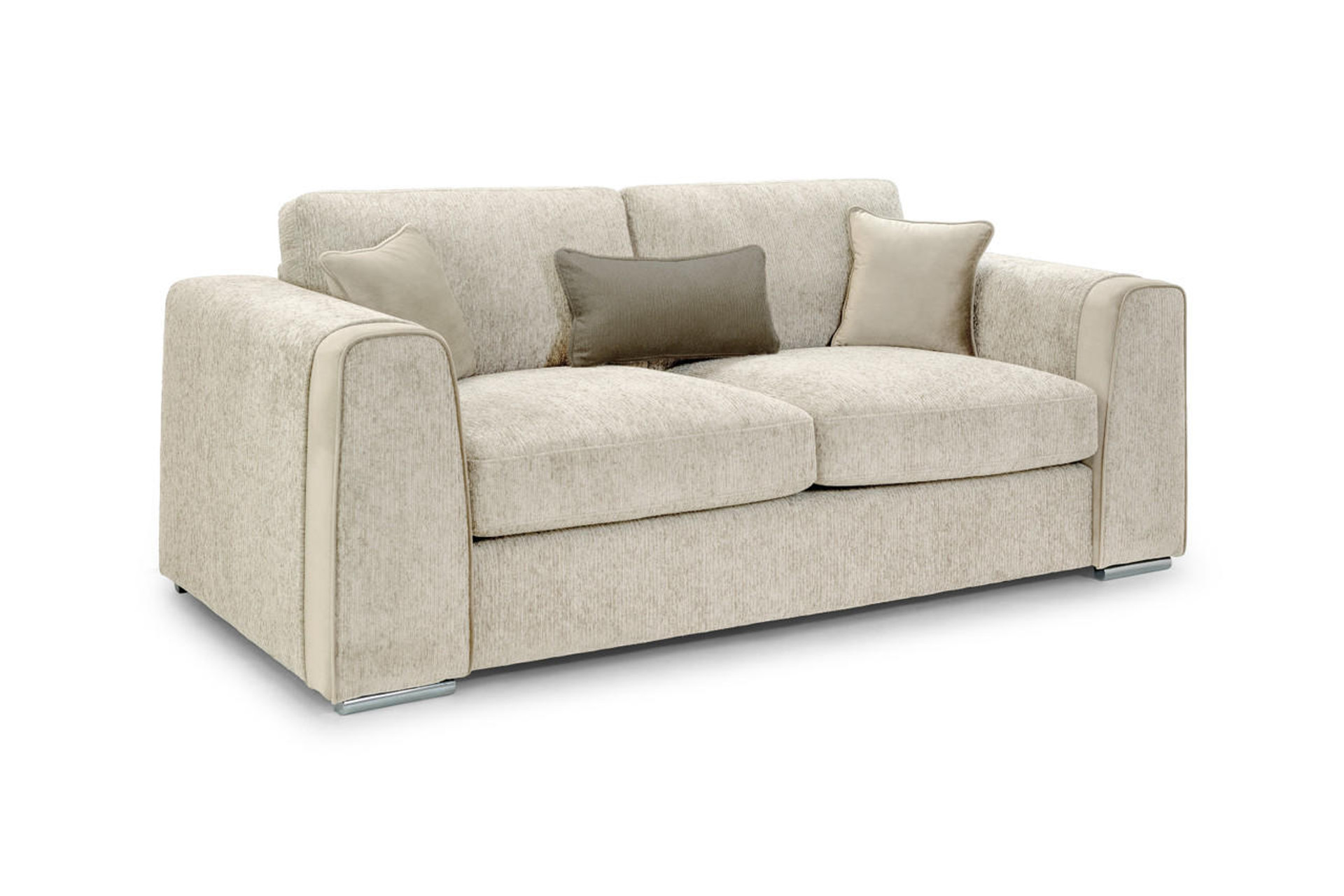 Cantrell Soft Chenille Fabric 3 Seater Sofa - Beige - Sofa So Good
