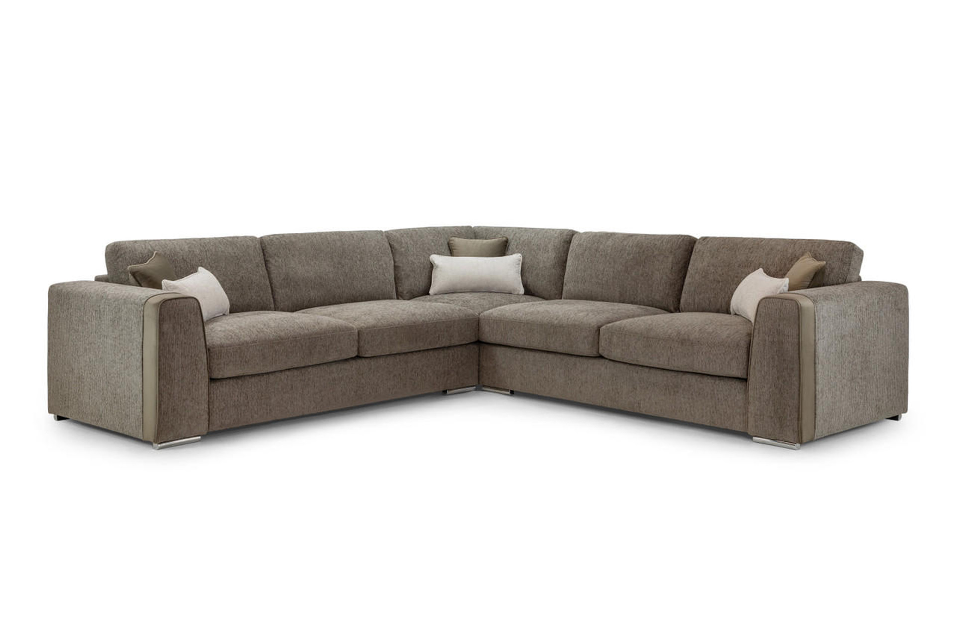Cantrell Soft Chenille Fabric Large Corner Sofa - Mocha - Sofa So Good