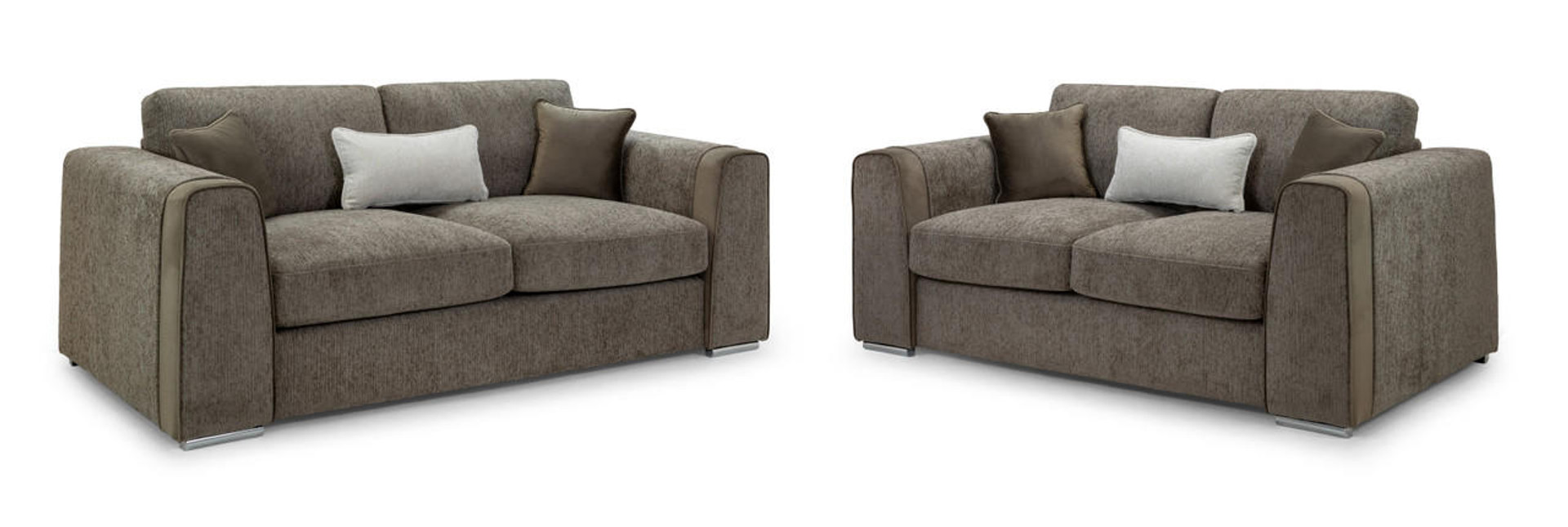 Cantrell Soft Chenille Fabric 3 and 2 Sofa Set Set - Mocha - Sofa So Good