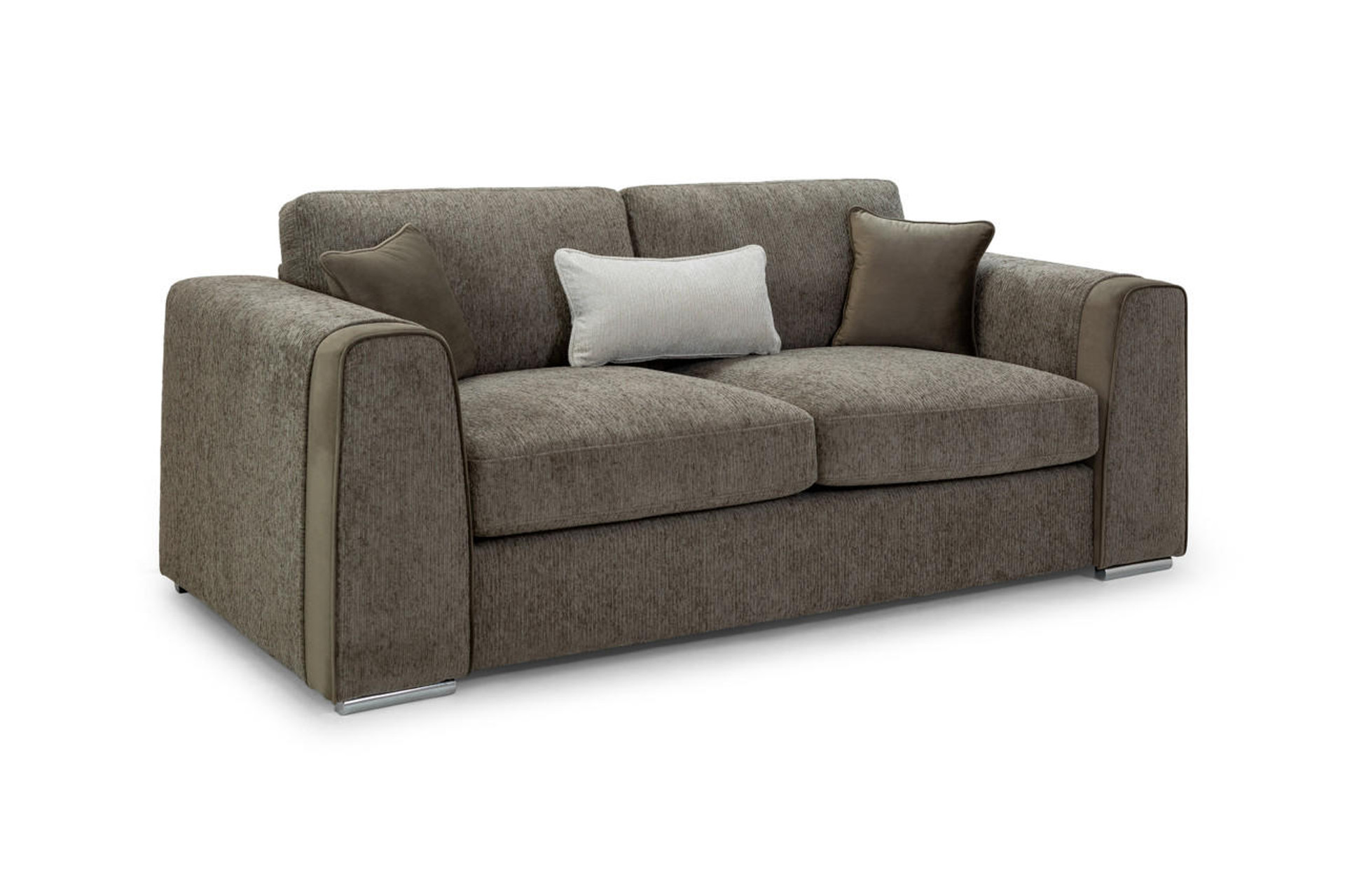 Cantrell Soft Chenille Fabric 3 Seater Sofa - Mocha - Sofa So Good