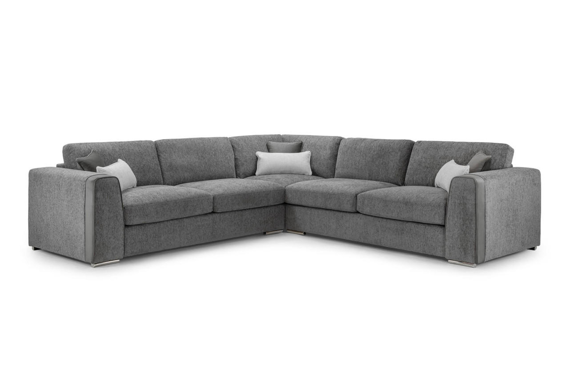 Cantrell Soft Chenille Fabric Large Corner Sofa - Grey - Sofa So Good