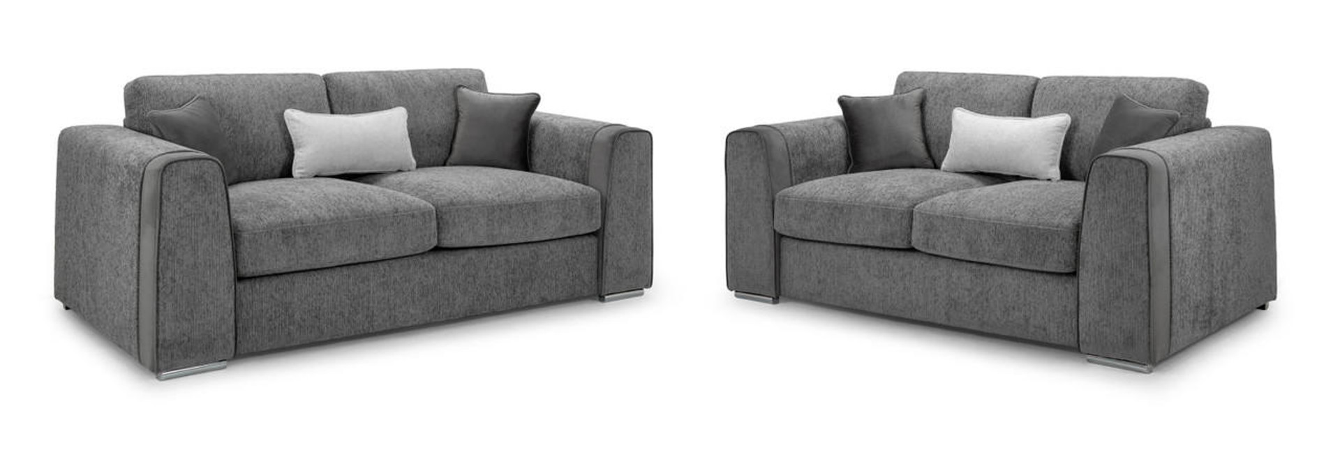 Cantrell Soft Chenille Fabric 3 and 2 Sofa Set Set - Grey - Sofa So Good