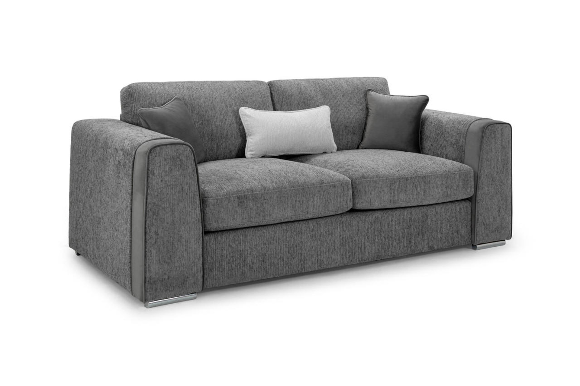 Cantrell Soft Chenille Fabric 3 Seater Sofa - Grey - Sofa So Good