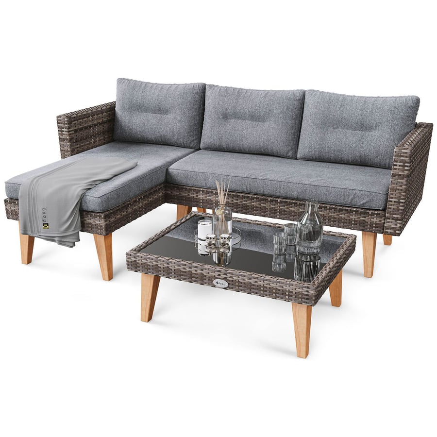 DENHURST Garden Corner Sofa Set - Grey with Graphite - Avellino & Wells