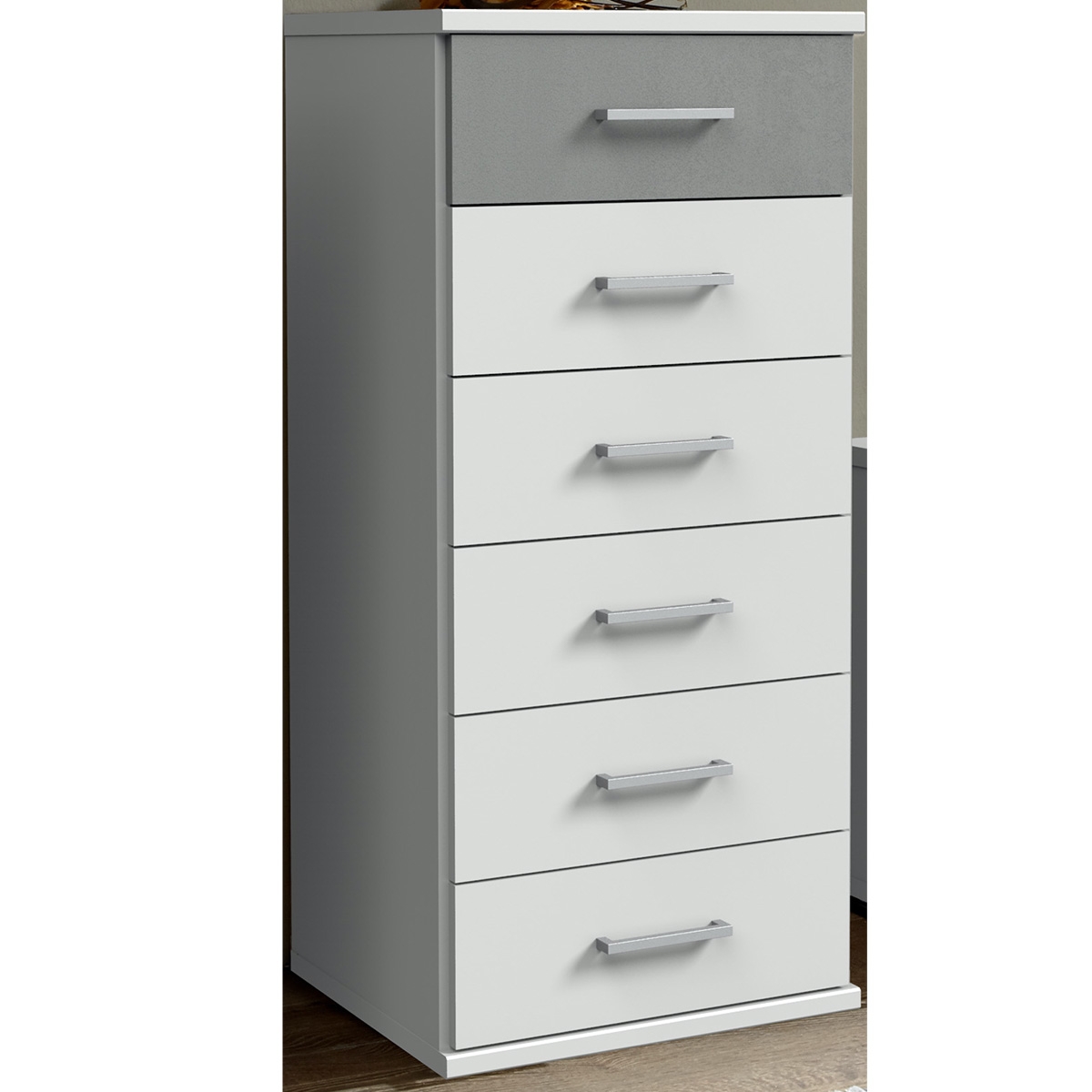 COMODO Grey Chest of Drawers - Tallboy, Medium-sized, 6 Drawers - Wimex Distribution