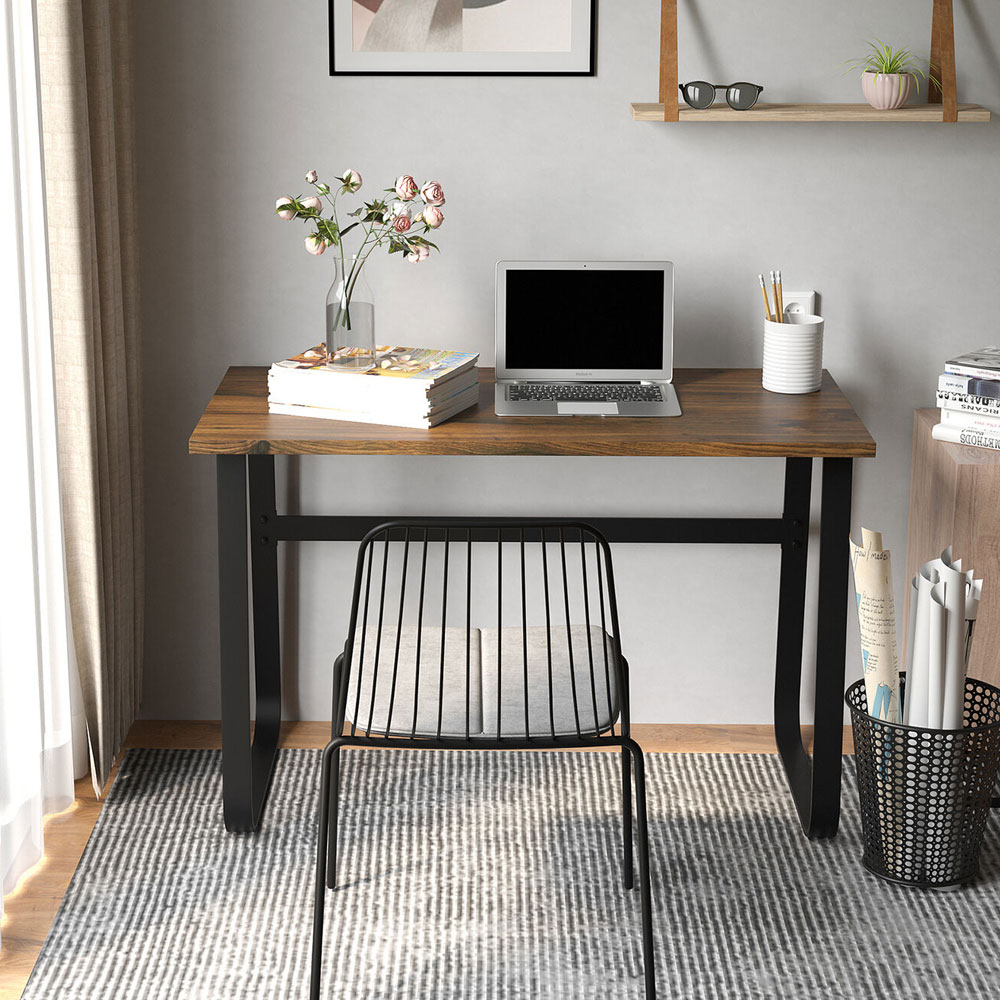 Simple Design Metal Legs Office Table - Brown - Aldo & Ehren