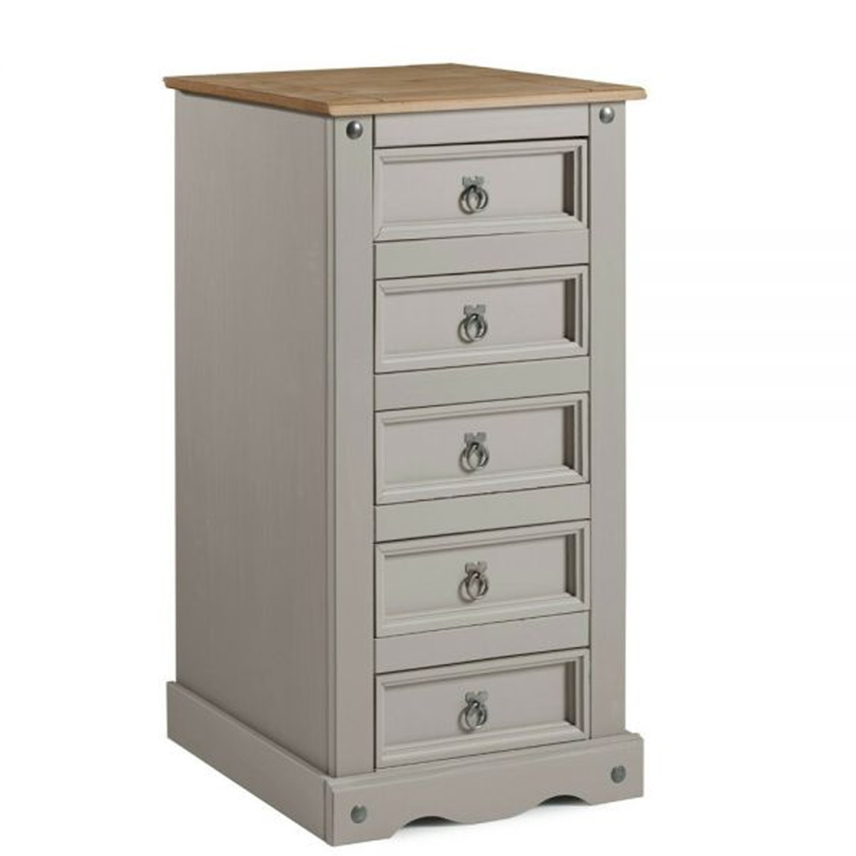 COMPTON Grey Chest of Drawers - Tallboy, Medium-sized, 5 Drawers - Bedroom & More