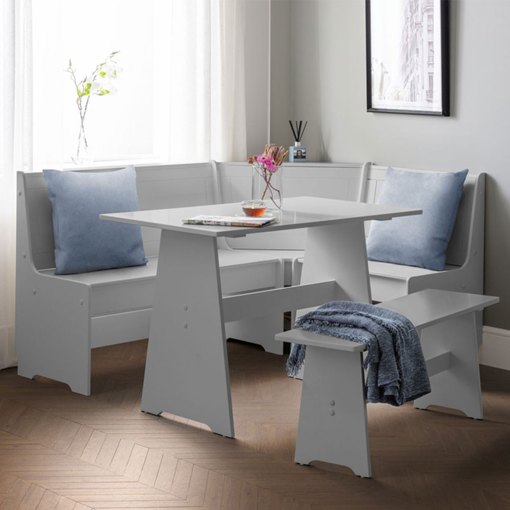 Newport Stylish Corner Dining Set With Storage Bench - Dove Grey - JB Collections