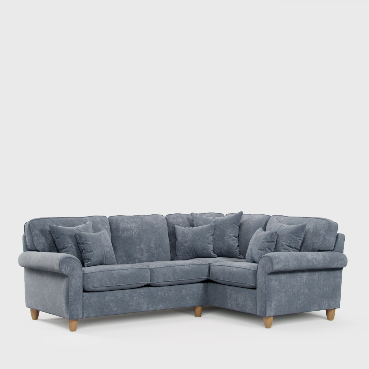 Corner Sofa - COASTAL Fabric 3 Seater Left Hand Facing - Steel - Edgbaston Living
