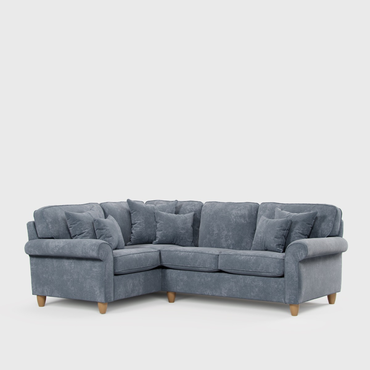Corner Sofa - COASTAL Fabric 3 Seater Right Hand Facing - Steel - Edgbaston Living