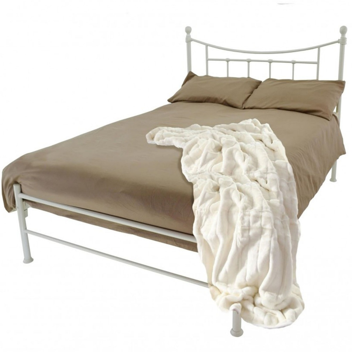 Bristol Classic Metal Bed Frame - 4ft Small Double - Ivory - Beds-To-Go