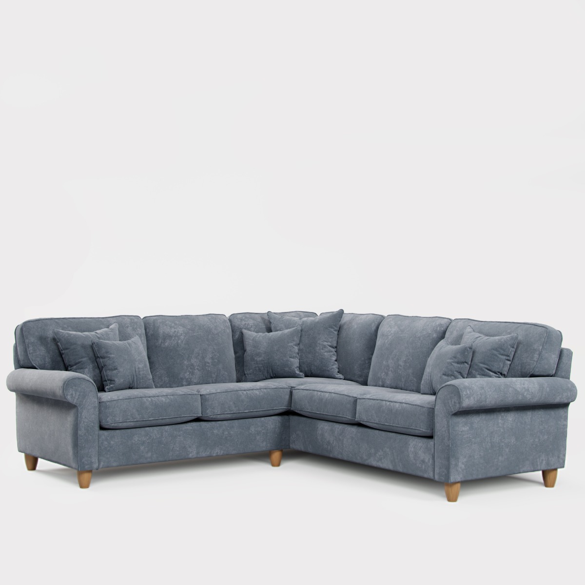 Corner Sofa - COASTAL Fabric 4 Seater Right Hand Facing - Steel - Edgbaston Living