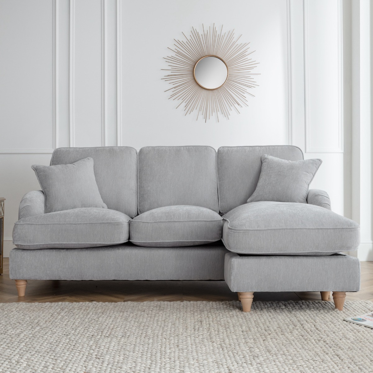 Corner Sofa - COCOON Fabric 3 Seater Left Hand Facing - Ice - Edgbaston Living