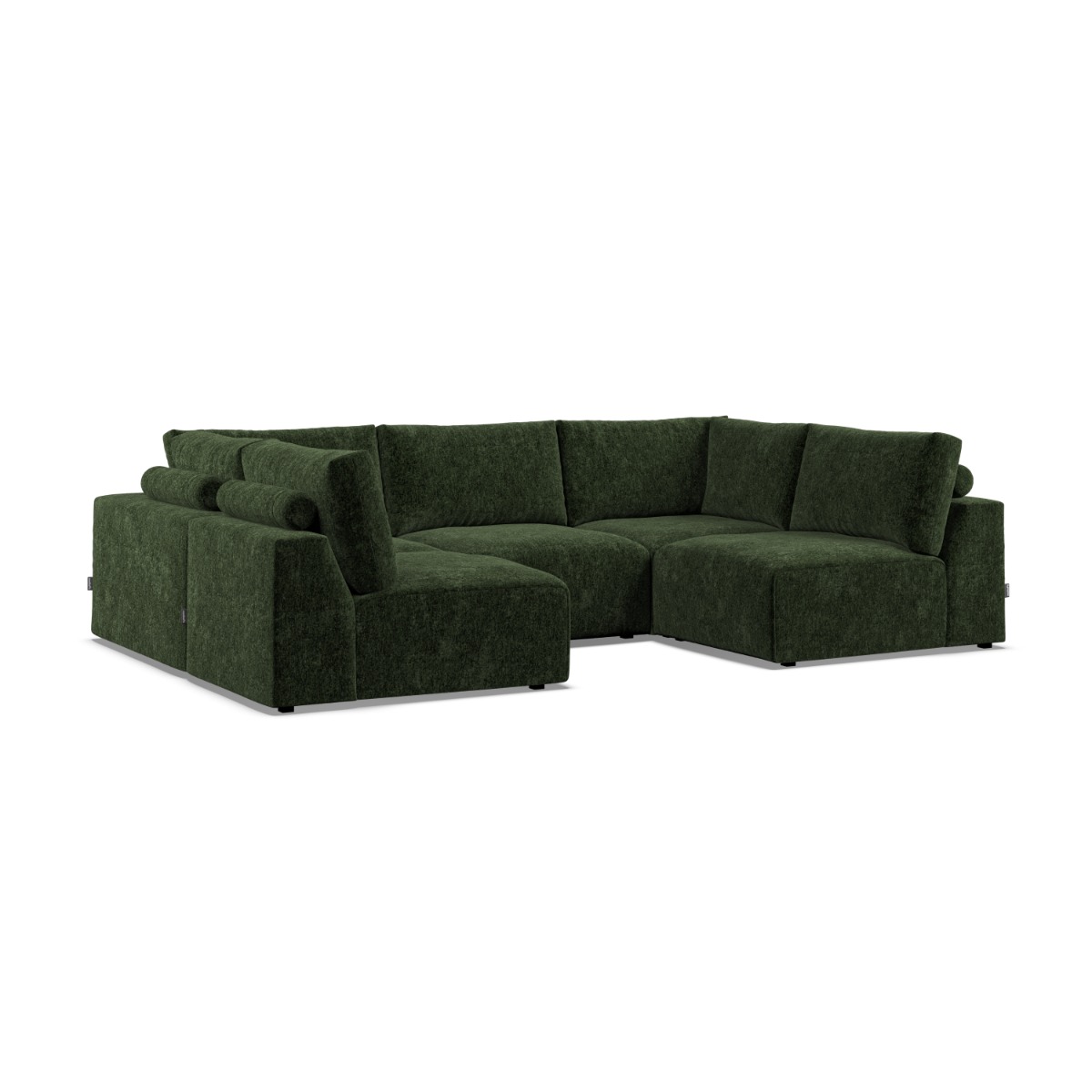 Corner Sofa - GRAZ Fabric 5 Seater U Shaped - Bottle Green - Edgbaston Living