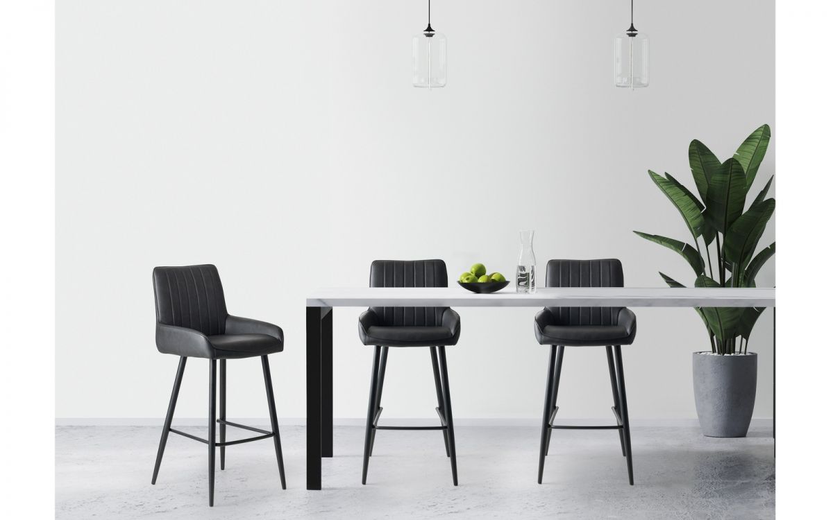 Soho Barstool - Black Faux Leather - JB Collections