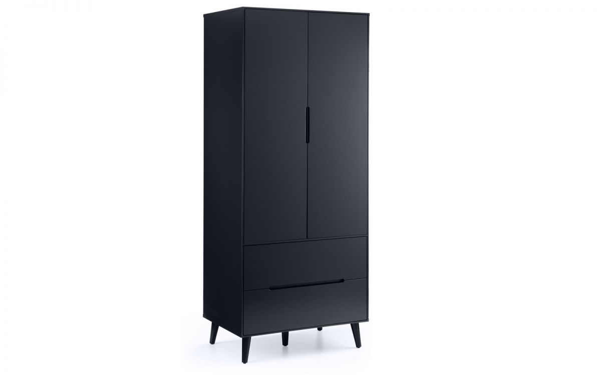 Wardrobe - ASTRAL 2 Door Wardrobe Anthracite 80cm - JB Collections