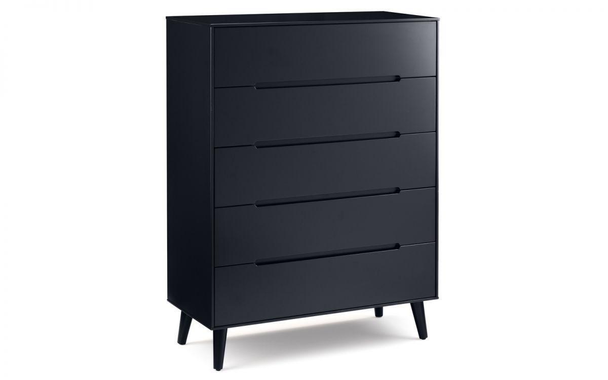 ASTRAL Black Chest of Drawers - Medium-sized, 5 Drawers - JB Collections