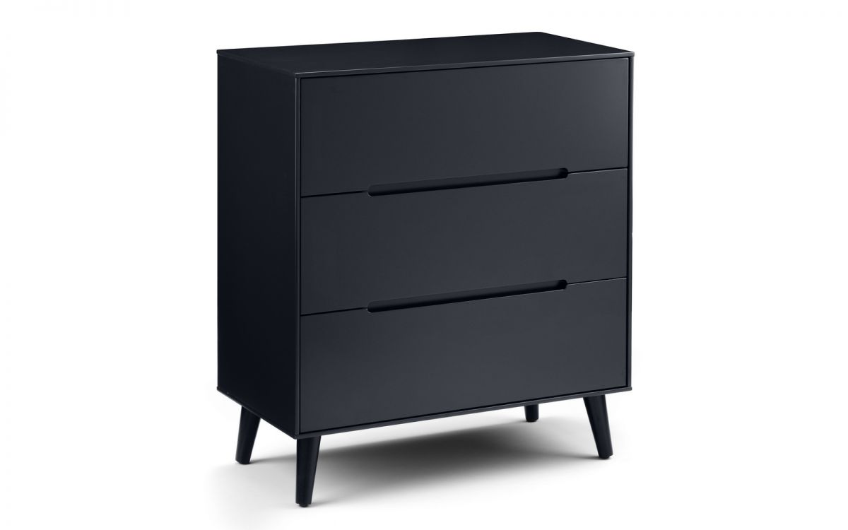ASTRAL Black Chest of Drawers - Medium-sized, 3 Drawers - JB Collections