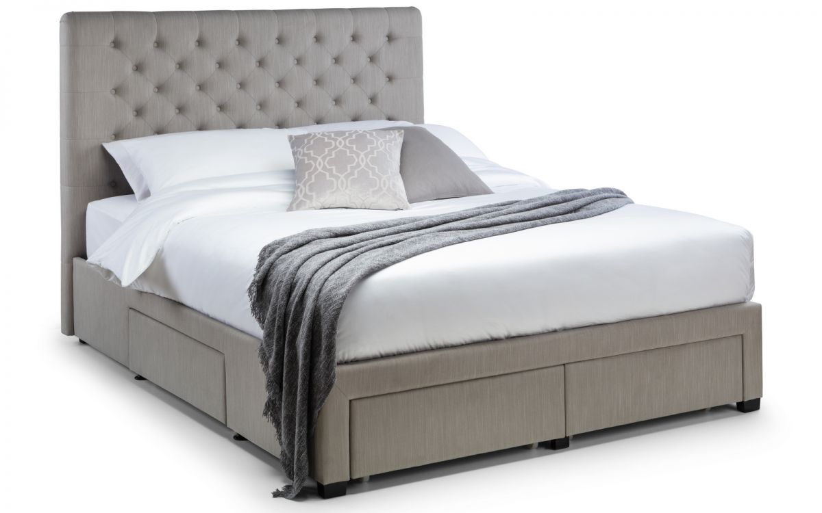 Wilton Deep Buttoned 4 Drawer Duper Kingsize Bed - Grey - JB Collections