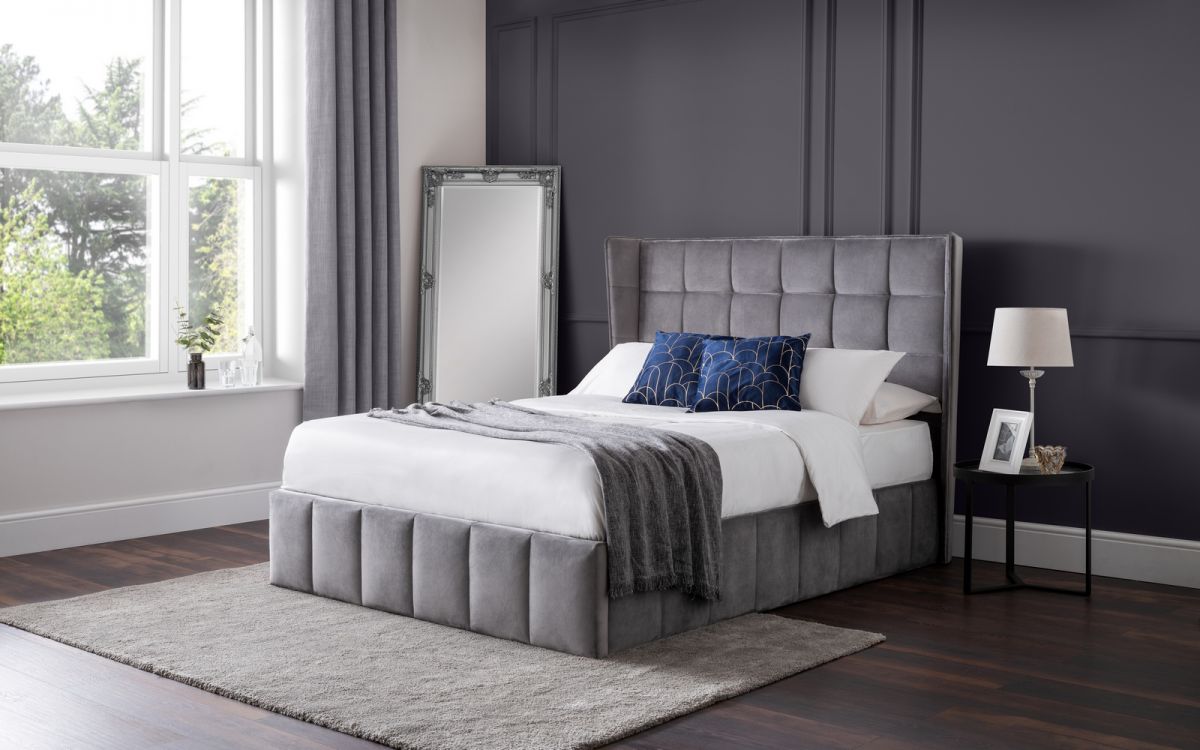 Gatsby Storage Ottoman Double Bed - Light Grey - JB Collections