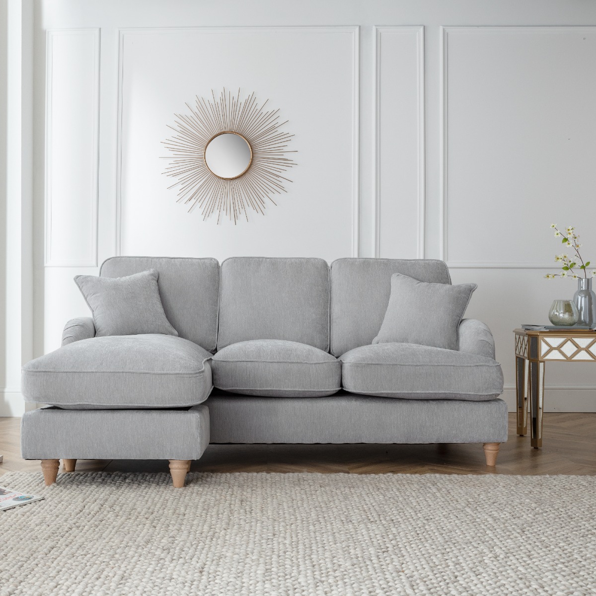Corner Sofa - COCOON Fabric 3 Seater Right Hand Facing - Ice - Edgbaston Living