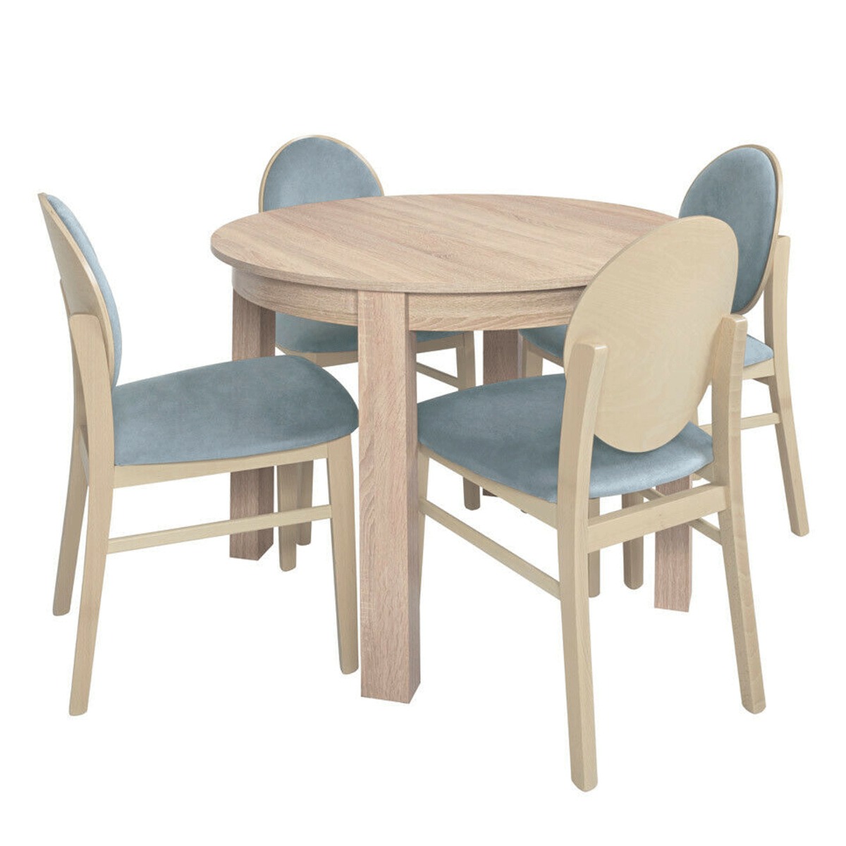 Chalfont High-Quality Small Oak Round Dining Table Extending to 195cm - Light Wood - Bedroom & More
