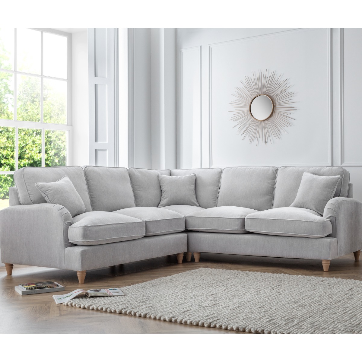 Corner Sofa - COCOON Fabric 5 Seater Right Hand Facing - Ice - Edgbaston Living