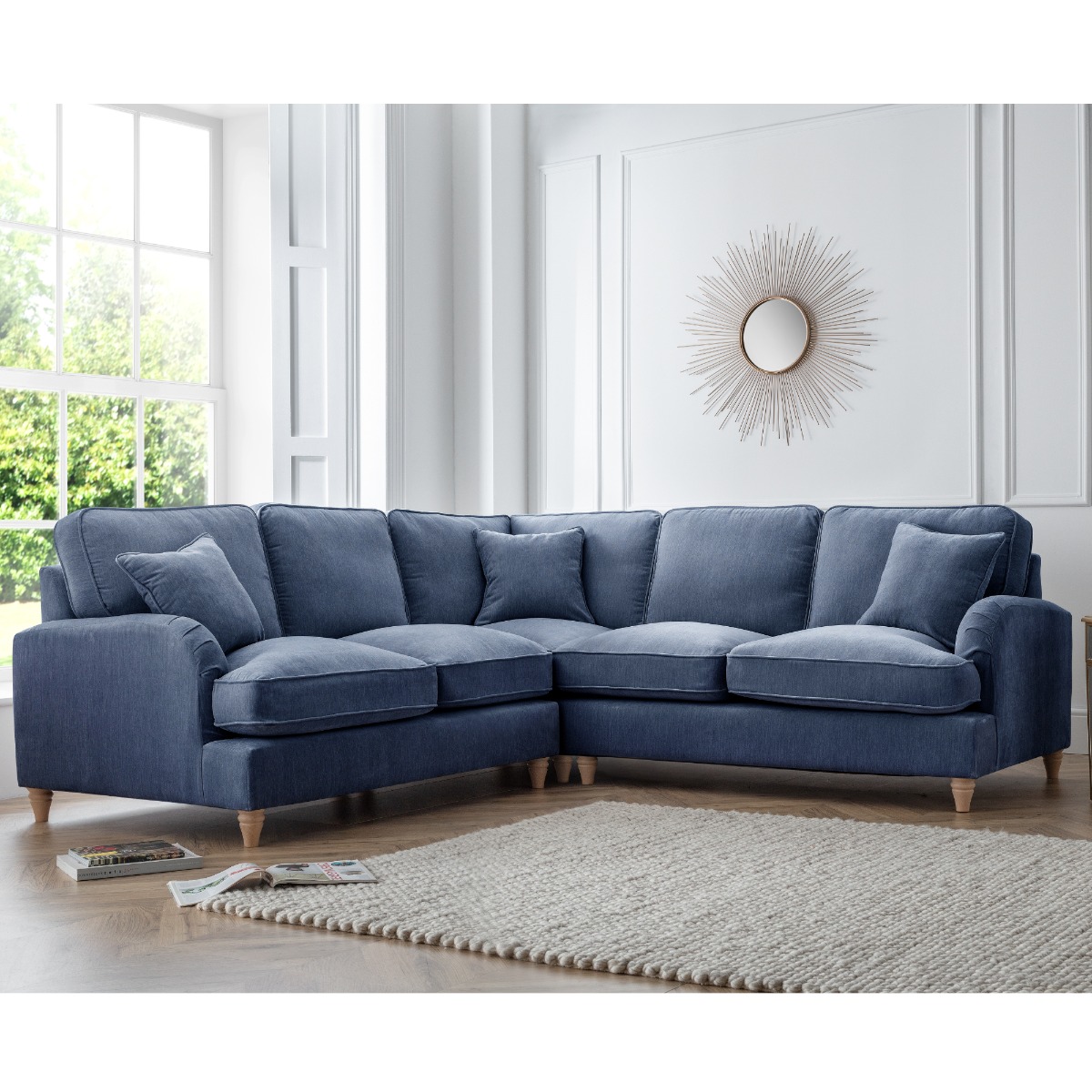 Corner Sofa - COCOON Fabric 5 Seater Right Hand Facing - Navy - Edgbaston Living
