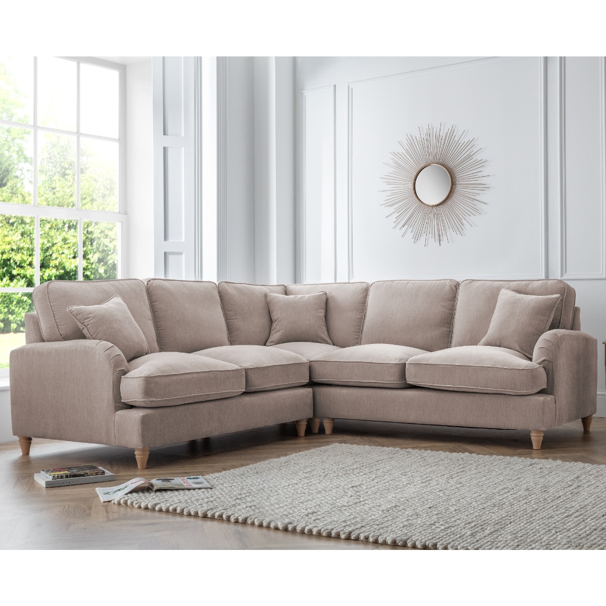 Corner Sofa - COCOON Fabric 5 Seater Right Hand Facing - Putty - Edgbaston Living