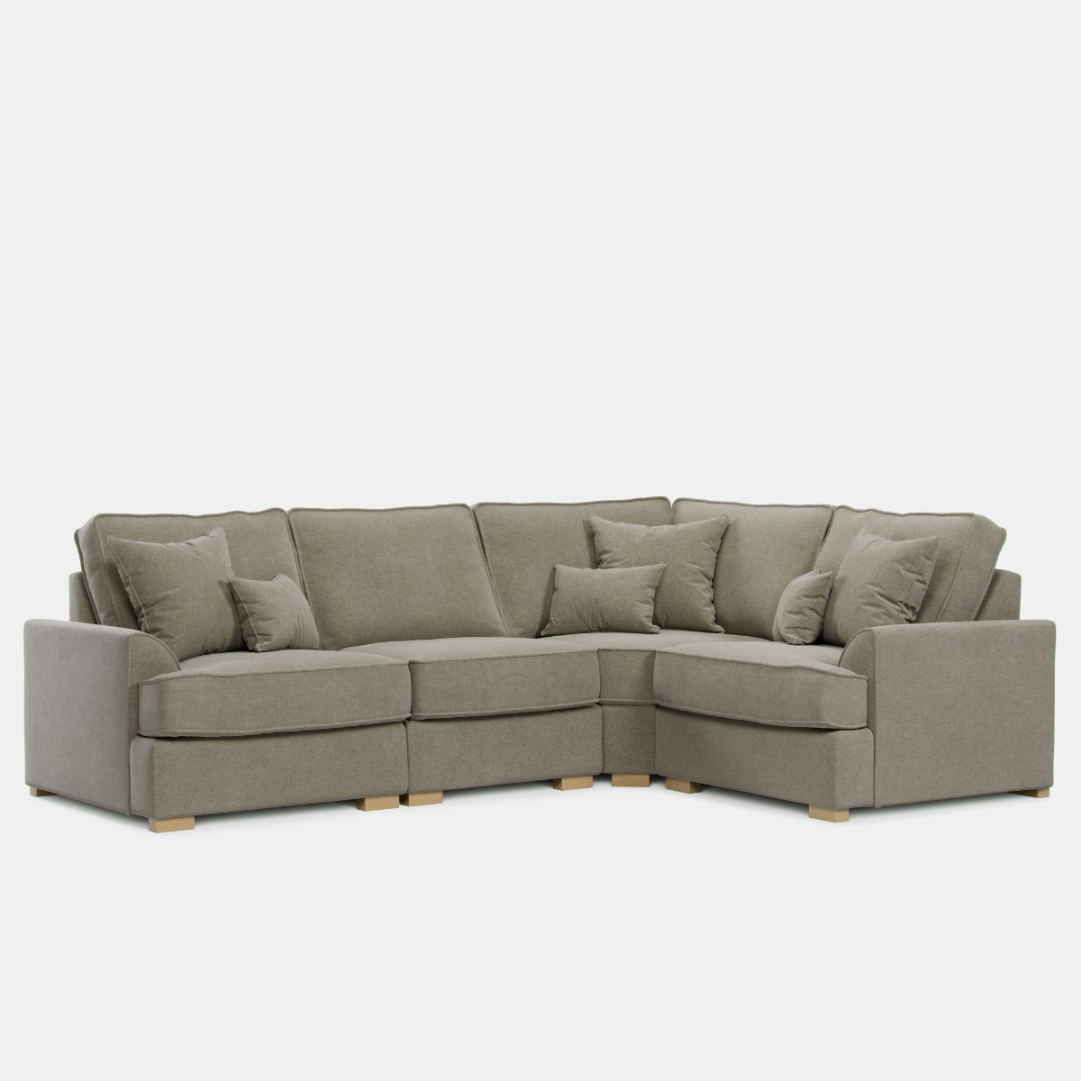 Corner Sofa - HERITAGE Fabric 3 Seater Left Hand Facing - Dark Beige - Edgbaston Living