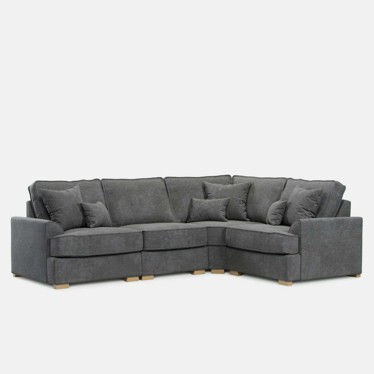Corner Sofa - HERITAGE Fabric 3 Seater Left Hand Facing - Grey - Edgbaston Living